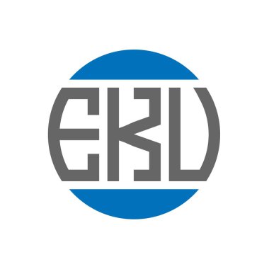 Beyaz arka planda EKU mektup logosu tasarımı. EKU yaratıcı paraf dairesi logosu. EKU mektup tasarımı.