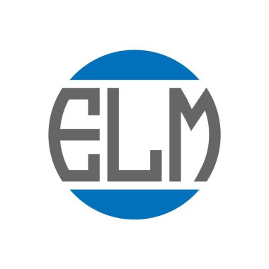 Beyaz arkaplanda ELM harf logosu tasarımı. ELM yaratıcı paraf daire logosu konsepti. ELM harf tasarımı.