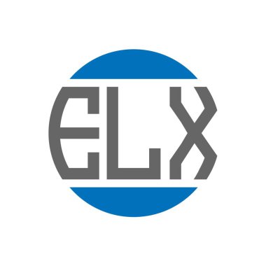 Beyaz arka planda ELX harfli logo tasarımı. ELX yaratıcı paraf dairesi logosu konsepti. ELX harf tasarımı.