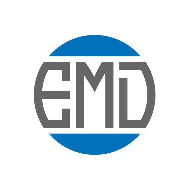 Beyaz arka planda EMD harf logosu tasarımı. EMD yaratıcı paraf daire logosu konsepti. EMD harf tasarımı.