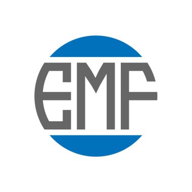 Beyaz arka planda EMF mektup logosu tasarımı. EMF yaratıcı paraf daire logosu konsepti. EMF harf tasarımı.