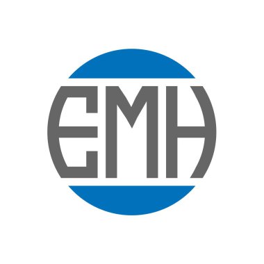 Beyaz arka planda EMH harf logosu tasarımı. EMH yaratıcı paraf daire logosu konsepti. EMH harf tasarımı.