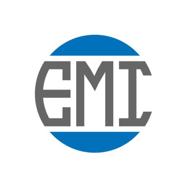Beyaz arka planda EMI mektup logosu tasarımı. EMI yaratıcı paraf daire logosu konsepti. EMI harf tasarımı.