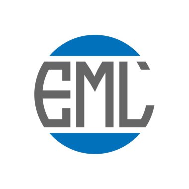 Beyaz arka planda EML harf logosu tasarımı. EML yaratıcı baş harfler daire logosu konsepti. EML harf tasarımı.