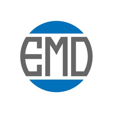 Beyaz arka planda EMO harf logosu tasarımı. EMO yaratıcı paraf dairesi logosu konsepti. EMO harf tasarımı.