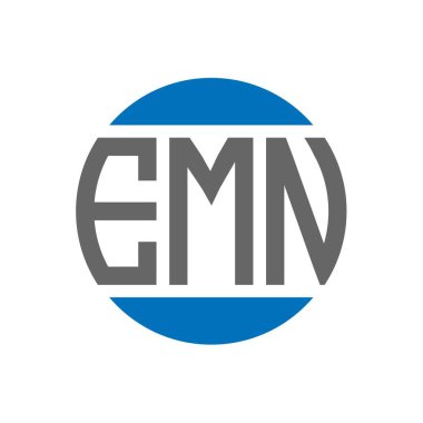 Beyaz arka planda EMN harf logosu tasarımı. EMN yaratıcı paraf daire logosu konsepti. EMN harf tasarımı.