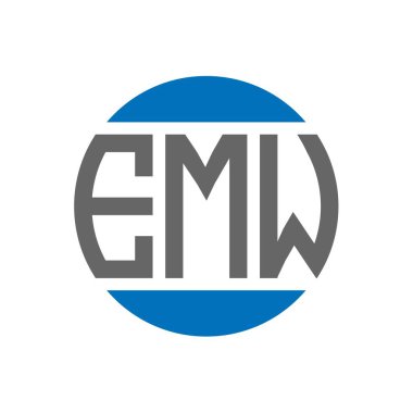 Beyaz arka planda EMW harf logosu tasarımı. EMW yaratıcı harfler daire logosu konsepti. EMW harf tasarımı.