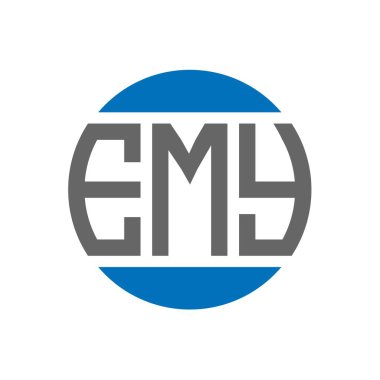 Beyaz arka planda EMY mektup logosu tasarımı. EMY yaratıcı baş harfleri daire logosu konsepti. EMY mektup tasarımı.