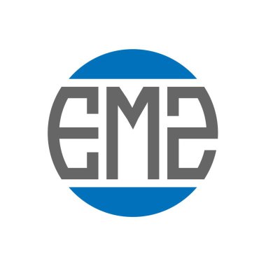 Beyaz arka planda EMZ harf logosu tasarımı. EMZ yaratıcı paraf daire logosu konsepti. EMZ harf tasarımı.