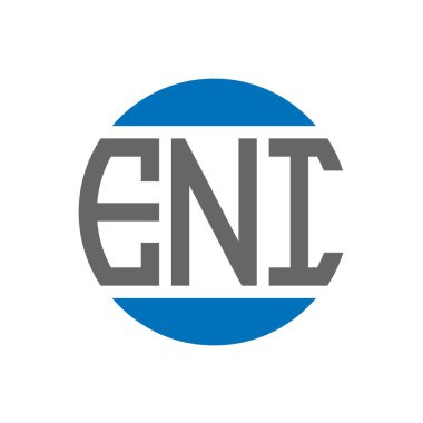 Beyaz arkaplanda ENI harf logosu tasarımı. ENI yaratıcı baş harfler dairesi logosu. ENI harf tasarımı.