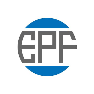 Beyaz arkaplanda EPF harf logosu tasarımı. EPF yaratıcı paraf daire logosu konsepti. EPF harf tasarımı.