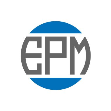 Beyaz arka planda EPM harfi logo tasarımı. EPM yaratıcı paraf daire logosu konsepti. EPM harf tasarımı.