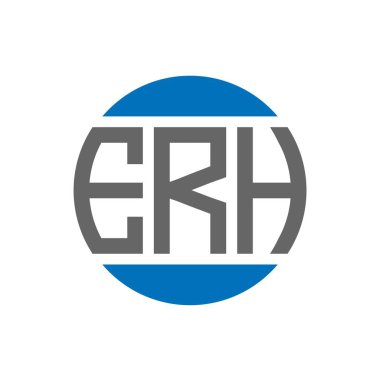 Beyaz arka planda ERH harf logosu tasarımı. ERH yaratıcı paraf daire logosu konsepti. ERH harf tasarımı.