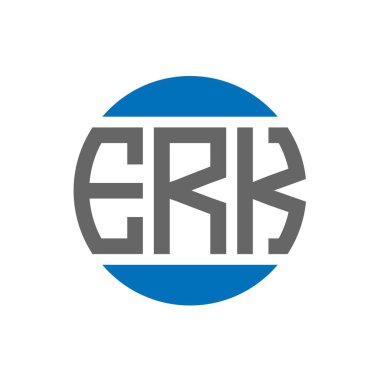 Beyaz arka planda ERK harf logosu tasarımı. ERK yaratıcı paraf daire logosu konsepti. ERK harf tasarımı.