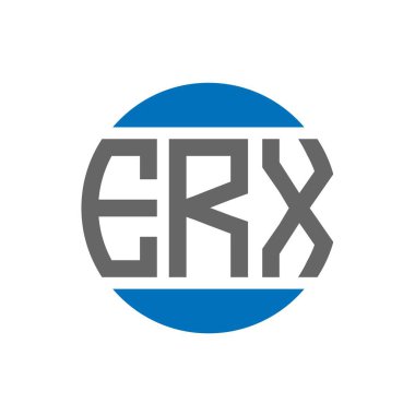 Beyaz arka planda ERX harfli logo tasarımı. ERX yaratıcı paraf dairesi logosu konsepti. ERX harf tasarımı.