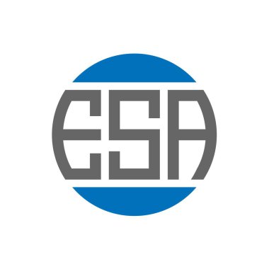 Beyaz arka planda ESA harf logosu tasarımı. ESA 'nın baş harfleri daire logosu. ESA harf tasarımı.