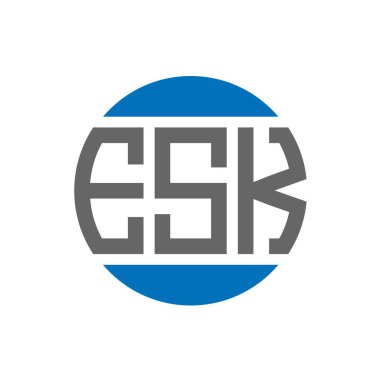 Beyaz arkaplanda ESK harf logosu tasarımı. ESK yaratıcı paraf dairesi logosu. ESK harf tasarımı.