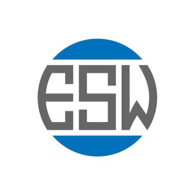 Beyaz arka planda ESW harf logosu tasarımı. ESW yaratıcı baş harfler dairesi logosu. ESW harf tasarımı.
