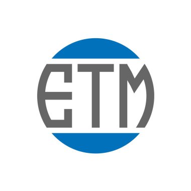 Beyaz arkaplanda ETM harf logosu tasarımı. ETM yaratıcı paraf dairesi logosu. ETM harf tasarımı.