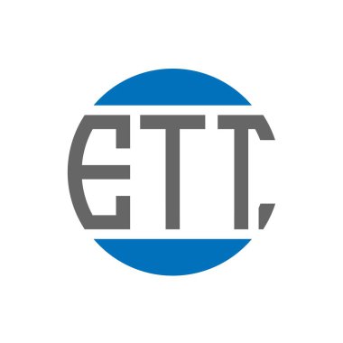 Beyaz arka planda ETT harf logosu tasarımı. ETT yaratıcı paraf daire logosu konsepti. ETT harf tasarımı.
