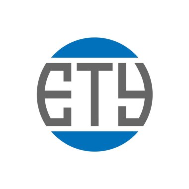 Beyaz arka planda ETY harfli logo tasarımı. Yaratıcı baş harfler daire logosu konsepti. ETY harf tasarımı.