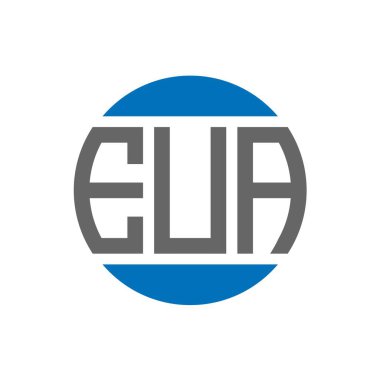 Beyaz arka planda EUA mektup logosu tasarımı. EUA 'nın baş harfleri daire logosu. EUA mektup tasarımı.