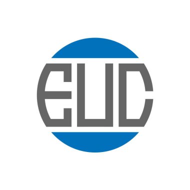 Beyaz arka planda EUC harf logosu tasarımı. EUC yaratıcı paraf daire logosu konsepti. EUC harf tasarımı.