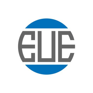 Beyaz arka planda EUE harf logosu tasarımı. Avrupa Birliği 'nin baş harfleri yuvarlak logo konsepti. EUE mektup tasarımı.