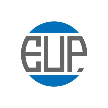 Beyaz arkaplanda EUP harf logosu tasarımı. EUP yaratıcı baş harfler dairesi logosu. EUP harf tasarımı.