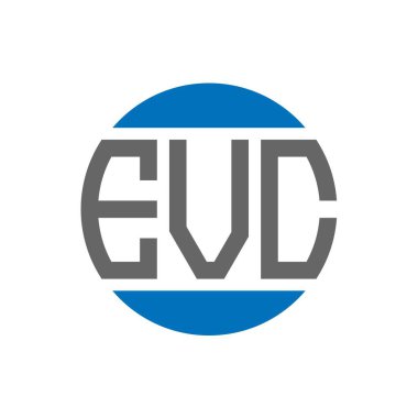Beyaz arka planda EVC harf logosu tasarımı. EVC yaratıcı paraf dairesi logosu. EVC harf tasarımı.