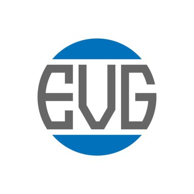Beyaz arka planda EVG harf logosu tasarımı. EVG yaratıcı paraf dairesi logosu. EVG harf tasarımı.