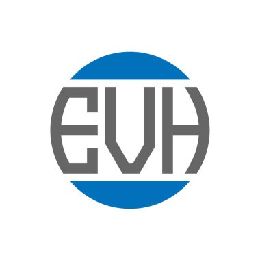 Beyaz arka planda EVH harf logosu tasarımı. EVH yaratıcı paraf dairesi logosu. EVH harf tasarımı.