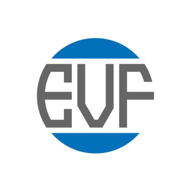 Beyaz arka planda EVF harf logosu tasarımı. EVF yaratıcı paraf dairesi logosu konsepti. EVF harf tasarımı.