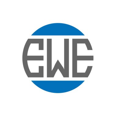 Beyaz arka planda EWE harf logosu tasarımı. EWE yaratıcı paraf daire logosu konsepti. EWE harf tasarımı.