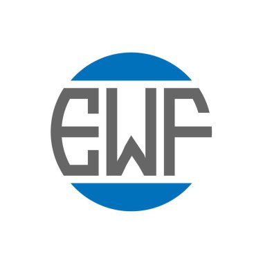 Beyaz arka planda EWF harf logosu tasarımı. EWF yaratıcı paraf daire logosu konsepti. EWF harf tasarımı.