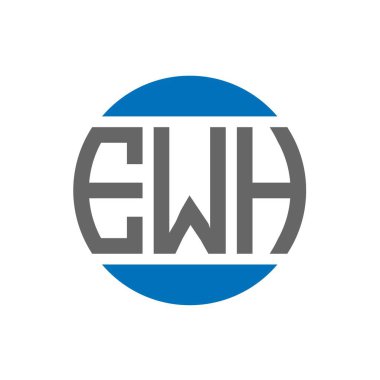 Beyaz arka planda EWH harf logosu tasarımı. EWH yaratıcı paraf daire logosu konsepti. EWH harf tasarımı.