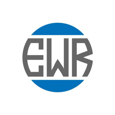 Beyaz arka planda EWR harf logosu tasarımı. EWR yaratıcı paraf dairesi logosu. EWR harf tasarımı.
