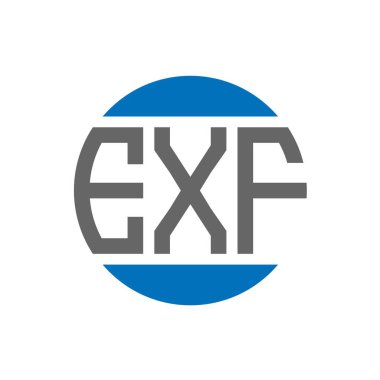 Beyaz arkaplanda EXF harf logosu tasarımı. EXF yaratıcı baş harfler daire logosu kavramı. EXF harf tasarımı.
