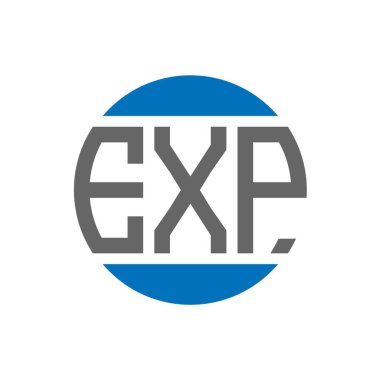 Beyaz arkaplanda EXP harf logosu tasarımı. ExP yaratıcı baş harfler dairesi logosu. EXP harf tasarımı.