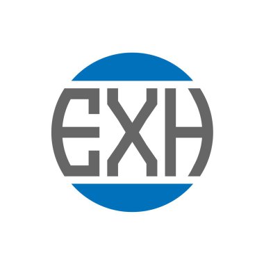 Beyaz arkaplanda EXH harf logosu tasarımı. EXH yaratıcı baş harfler dairesi logosu. EXH harf tasarımı.