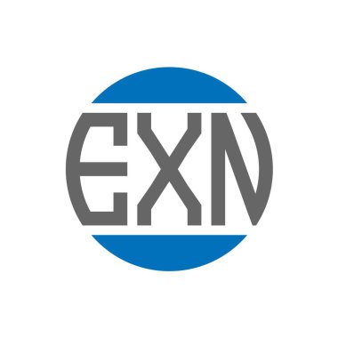 Beyaz arkaplanda EXN harf logosu tasarımı. EXN yaratıcı baş harfler dairesi logosu. EXN harf tasarımı.
