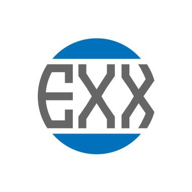 Beyaz arkaplanda EXX harf logosu tasarımı. EXX yaratıcı baş harfler dairesi logosu. EXX harf tasarımı.