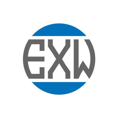Beyaz arkaplanda EXW harf logosu tasarımı. EXW yaratıcı baş harfler dairesi logosu. EXW harf tasarımı.
