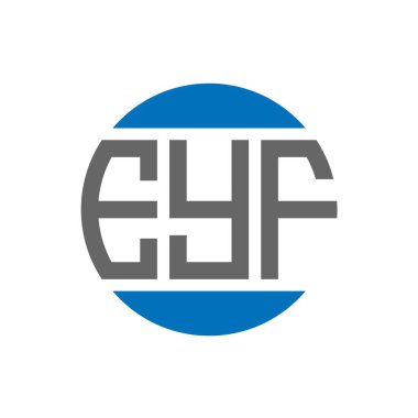 Beyaz arka planda EYF harf logosu tasarımı. EYF yaratıcı paraf daire logosu konsepti. EYF harf tasarımı.