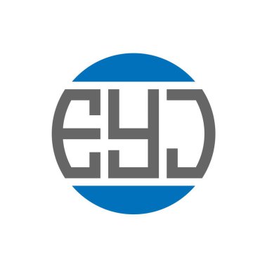 Beyaz arka planda EYJ harf logosu tasarımı. EYJ yaratıcı paraf daire logosu konsepti. EYJ harf tasarımı.