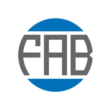 Beyaz arka planda FAB harfi logo tasarımı. FAB yaratıcı paraf dairesi logosu. FAB harf tasarımı.
