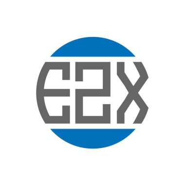 Beyaz arka planda EZX harfli logo tasarımı. EZX yaratıcı paraf dairesi logosu. EZX harf tasarımı.