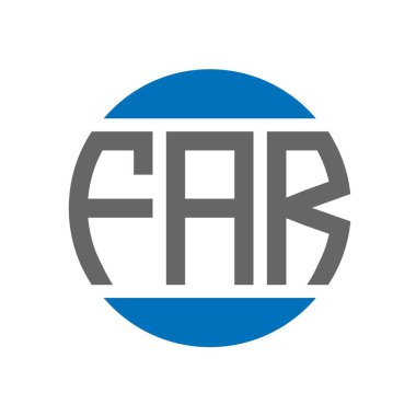 Beyaz arka planda FAR harf logosu tasarımı. FAR yaratıcı paraf daire logosu konsepti. FAR harf tasarımı.