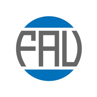 Beyaz arka planda FAU harf logosu tasarımı. FAU yaratıcı paraf dairesi logosu. FAU harf tasarımı.
