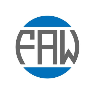 Beyaz arka planda FAW harfli logo tasarımı. FAW yaratıcı harfler çemberi logosu. FAW harf tasarımı.